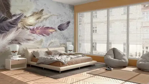 Dormitor imens Fototapet 3D Pene Multicolor Abstracte