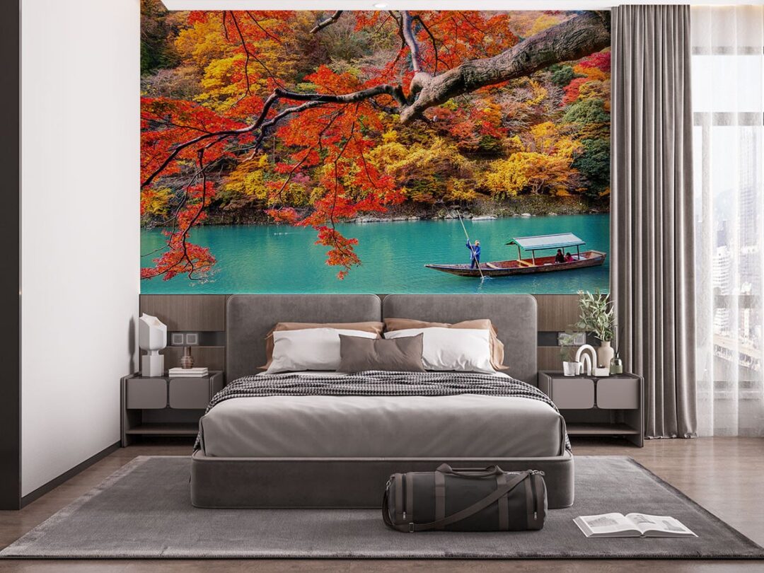 Fototapetul "Pe Lac Toamna" este alegerea perfectă pentru cei care doresc să aducă în casă atmosfera plină de culoare a toamnei.