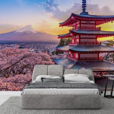 Fototapetul "Peisaj Japonez" aduce în spațiul tău de locuit o atmosferă de liniște și armonie inspirată de frumusețea peisajului japonez