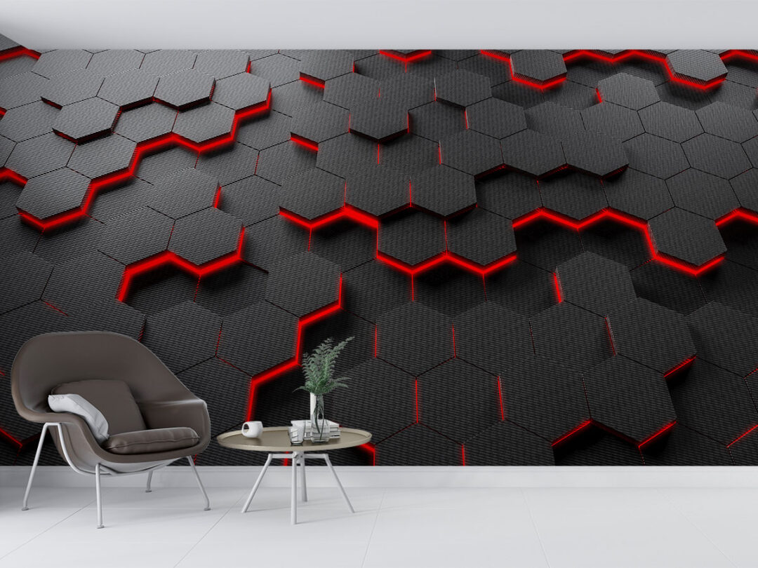 Fototapetul "Hexagon Model Carbon" aduce în spațiul tău de locuit o combinație fascinantă de geometrie și texturi moderne. Cu un design hexagonal inspirat din modelul carbon, acest decor emană o atmosferă contemporană și industrială.