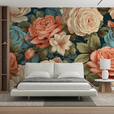 Fototapetul 'Model Botanic cu Trandafiri' aduce în casa ta o doză de romantism și frumusețe naturală.